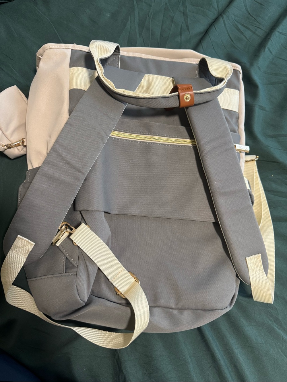 Two-Tone Gray & Cream Backpack Diaper Bag - Picture 7 of 14